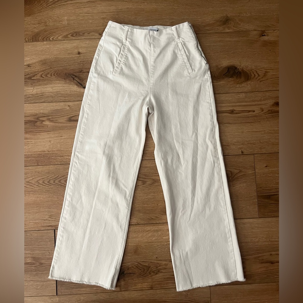 ZARA Wide Leg Side Zipper Jeans